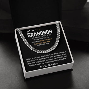 To My Grandson - Cuban Link Chain Gift Set - SLDDL0035 - Sunshine Letters Co